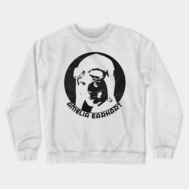 Amelia Earhart - 20th Century Icon (Black Print) Crewneck Sweatshirt by RCDBerlin